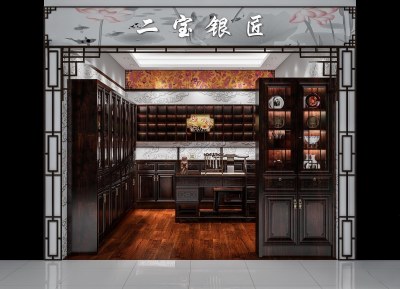 中式古玩珠宝店3D模型下载